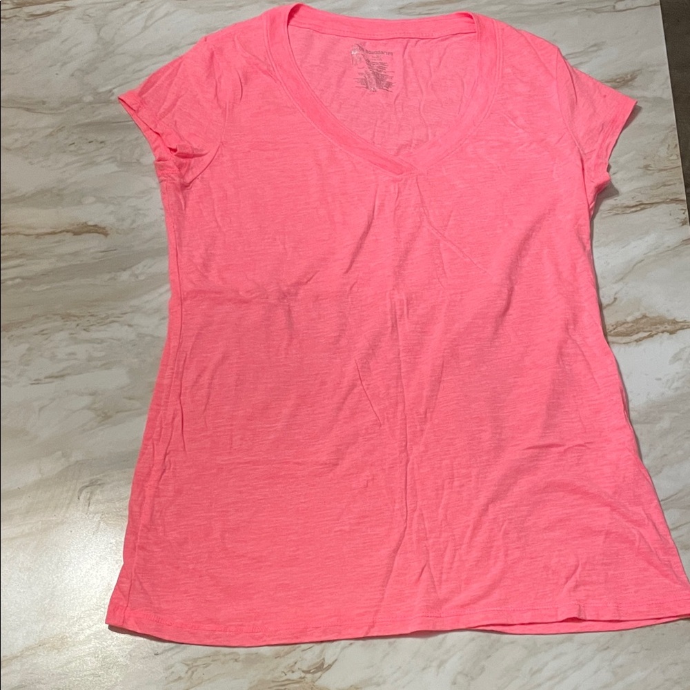 No Boundaries Bright Pink V-Neck Tee